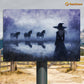 Halloween Witch & Horse Metal Sign, Where The Horses Wait Metal Sign, Spooky Season Decor Gift For Horse Lovers
