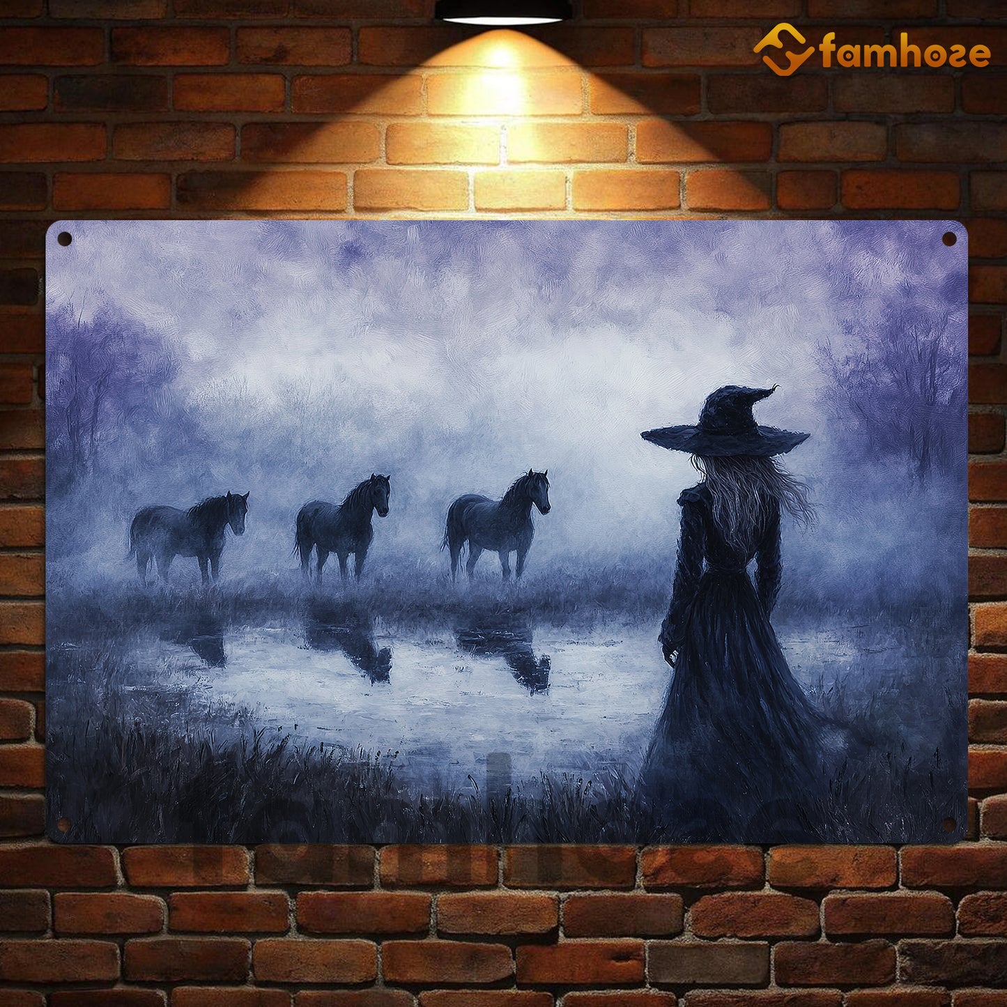 Halloween Witch & Horse Metal Sign, Where The Horses Wait Metal Sign, Spooky Season Decor Gift For Horse Lovers