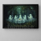 Halloween Ghost Canvas Painting, Enchanted Forest Ghost Tea Party Wall Art Decor, Spooky Season Poster Gift For Ghost Lovers