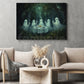 Halloween Ghost Canvas Painting, Enchanted Forest Ghost Tea Party Wall Art Decor, Spooky Season Poster Gift For Ghost Lovers