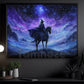 Halloween Horse Witch Canvas Painting, The Witch And The Midnight Steed Wall Art Decor, Spooky Season Poster Gift For Horse Lovers