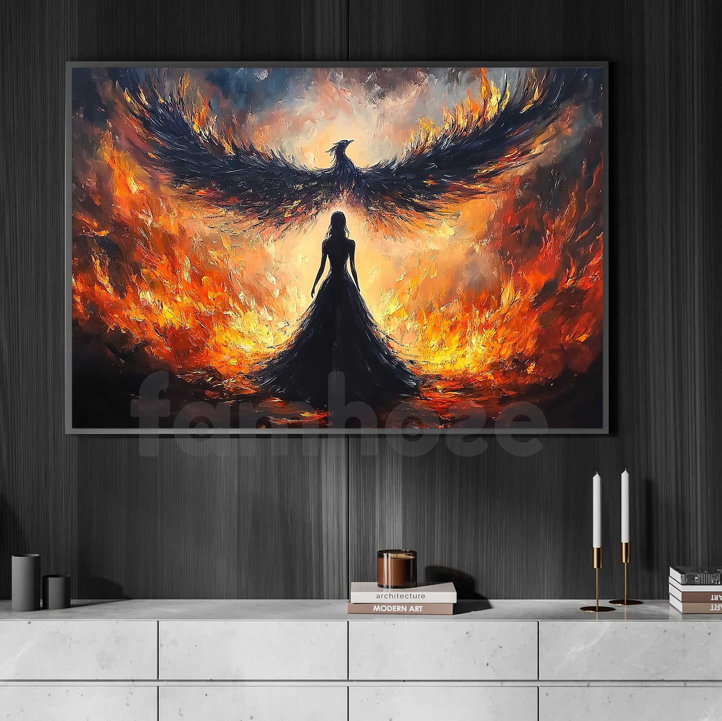 Angel Phoneix Canvas Painting, Rise Of The Phoenix Wall Art Decor, Poster Gift For Phoneix Lovers