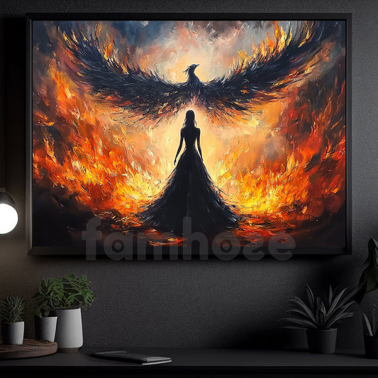 Angel Phoneix Canvas Painting, Rise Of The Phoenix Wall Art Decor, Poster Gift For Phoneix Lovers