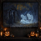 Halloween Horse Witch Canvas Painting, Ghost Foals In The Stable Wall Art Decor, Spooky Season Poster Gift For Horse Lovers