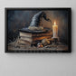 Halloween Witch Book Canvas Painting, Witch’s Spellbound Library Wall Art Decor, Spooky Season Poster Gift For Witch Lovers