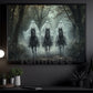 Halloween Horse Ghost Canvas Painting, The Silent Riders Wall Art Decor, Spooky Season Poster Gift For Horse Riding Lover