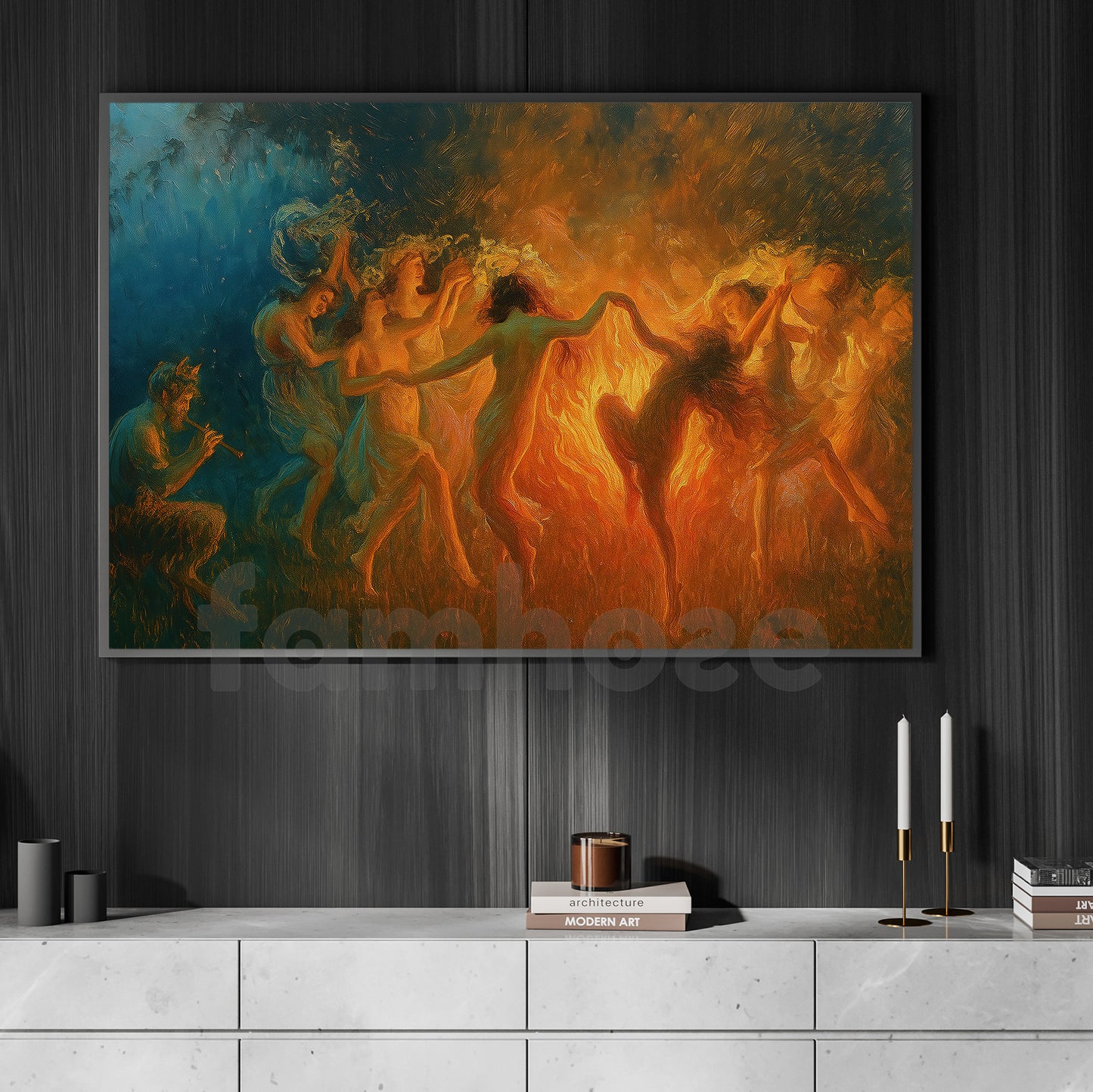 Halloween Samhain Canvas Painting, Walpurgis Night Dance Wall Art Decor, Spooky Season Poster Gift For Samhain Lovers