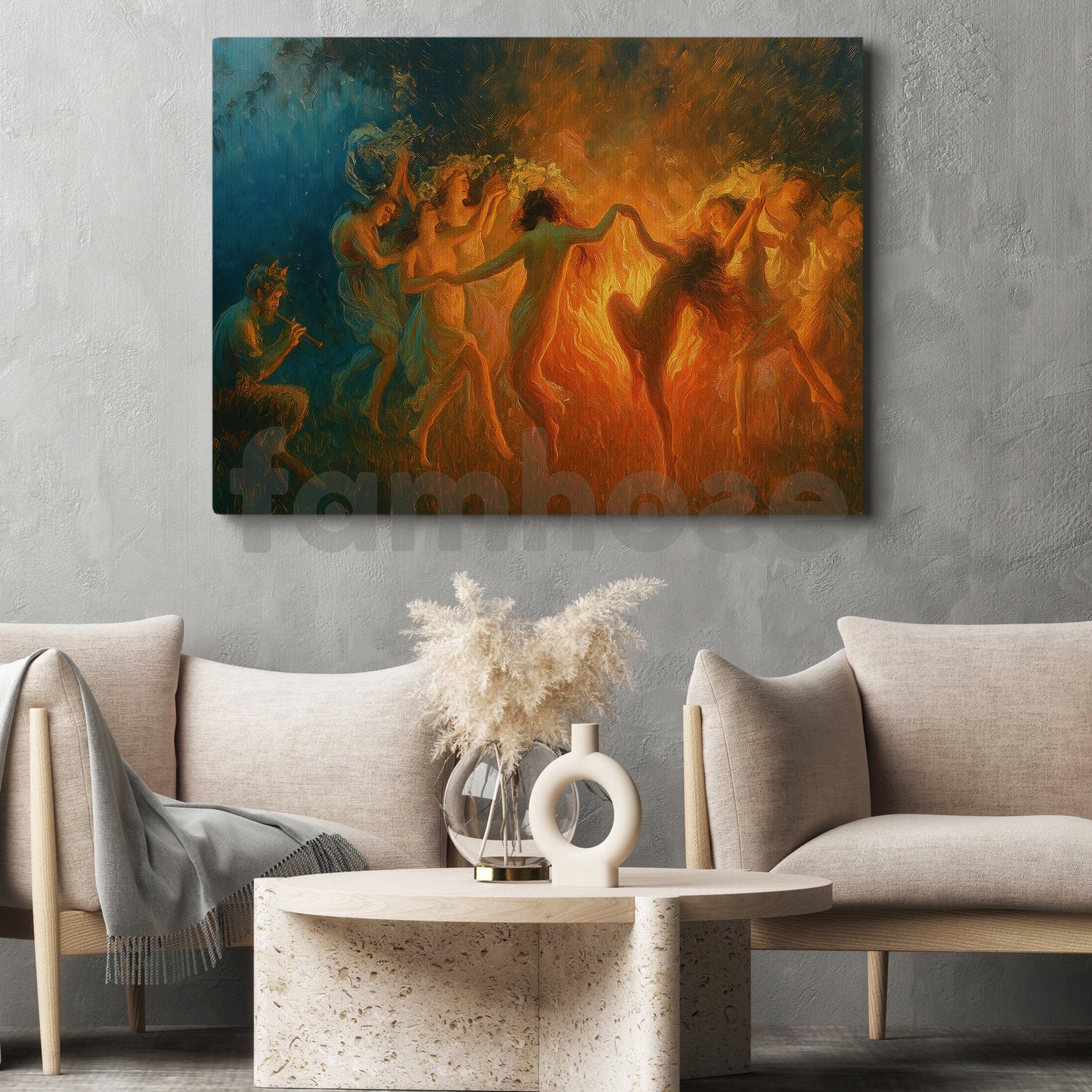 Halloween Samhain Canvas Painting, Walpurgis Night Dance Wall Art Decor, Spooky Season Poster Gift For Samhain Lovers
