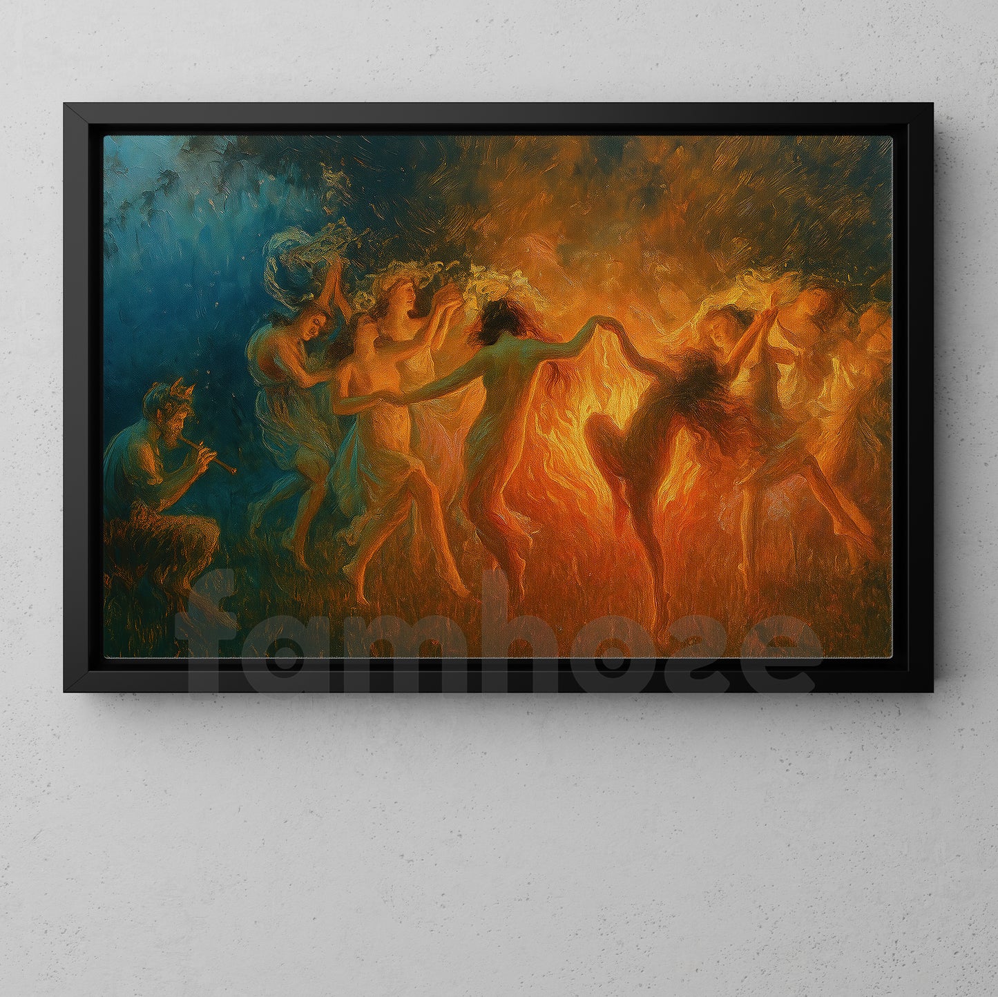 Halloween Samhain Canvas Painting, Walpurgis Night Dance Wall Art Decor, Spooky Season Poster Gift For Samhain Lovers