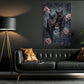 Whimsical Gothic Bat Canvas Painting, Bloom & Bat Wall Art Decor, Poster Gift To Decor House Or Office