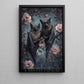 Whimsical Gothic Bat Canvas Painting, Bloom & Bat Wall Art Decor, Poster Gift To Decor House Or Office