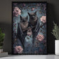 Whimsical Gothic Bat Canvas Painting, Bloom & Bat Wall Art Decor, Poster Gift To Decor House Or Office