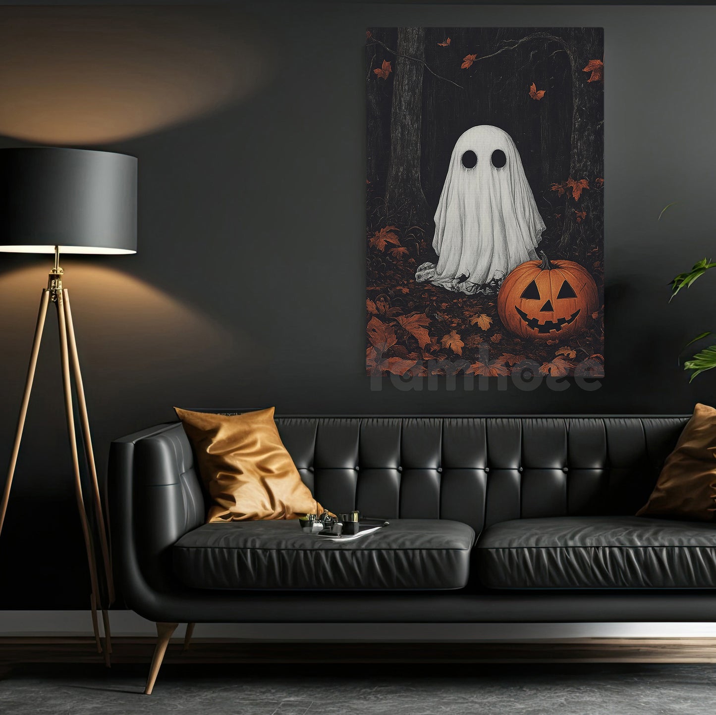 Halloween Boo Canvas Painting, Ghost & Jack Wall Art Decor, Spooky Season Poster Gift For Ghost Lovers