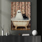 Halloween Boo Cat Canvas Painting, Witch’s Cat & Ghost Soak Wall Art Decor, Spooky Season Poster Gift For Ghost Lovers, Cat Lovers