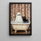 Halloween Boo Cat Canvas Painting, Witch’s Cat & Ghost Soak Wall Art Decor, Spooky Season Poster Gift For Ghost Lovers, Cat Lovers