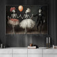 Halloween Skeleton Canvas Painting, Dance Of The Departed Wall Art Decor, Spooky Season Poster Gift For Skeleton Lovers
