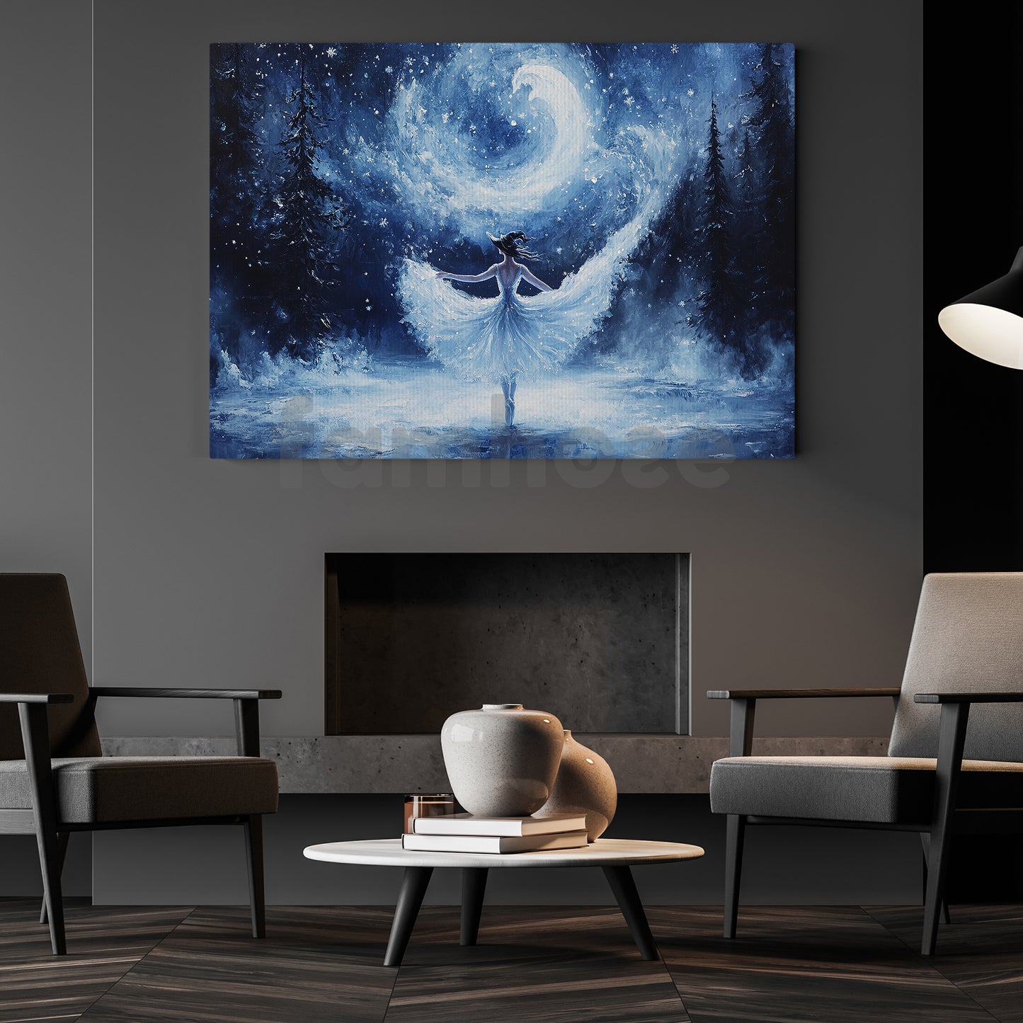 Halloween Witch Ballet Canvas Painting, Graceful Magical Ballet Witch Wall Art Decor, Spooky Season Poster Gift For Witch Lovers, Ballet Lovers