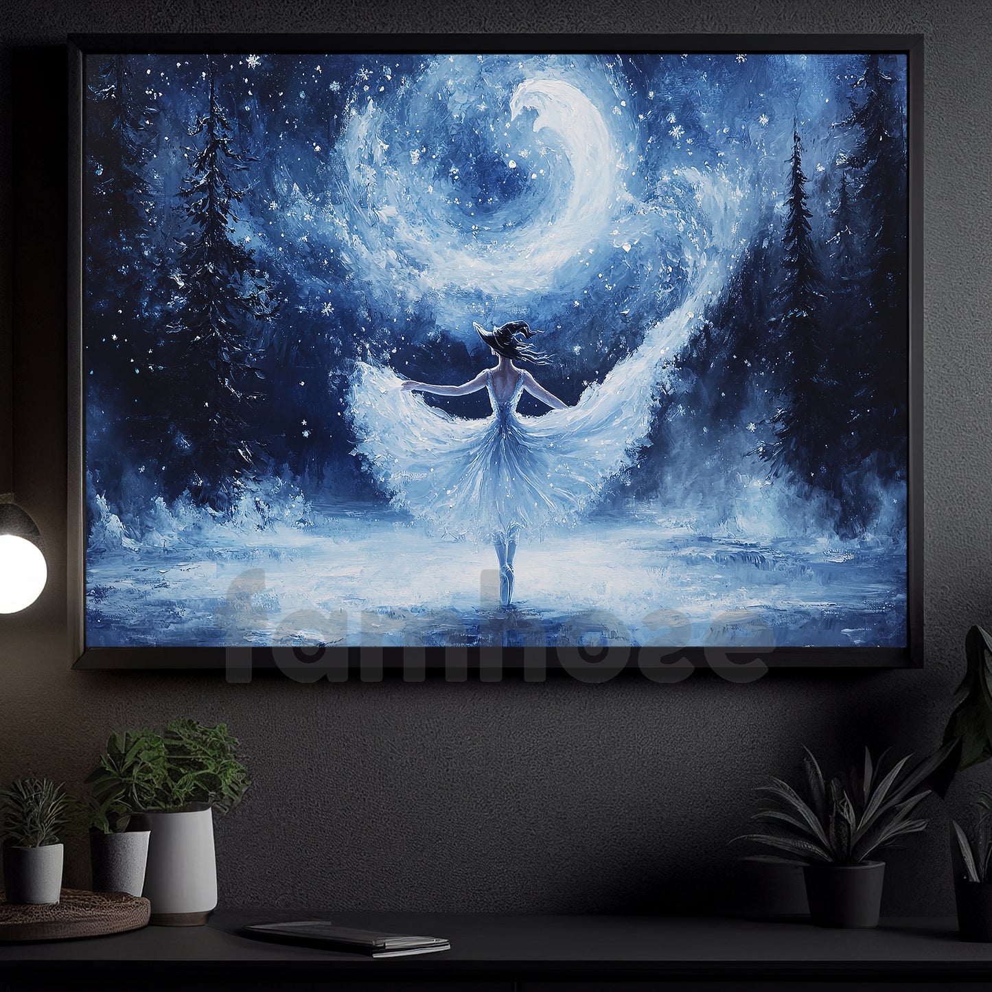 Halloween Witch Ballet Canvas Painting, Graceful Magical Ballet Witch Wall Art Decor, Spooky Season Poster Gift For Witch Lovers, Ballet Lovers