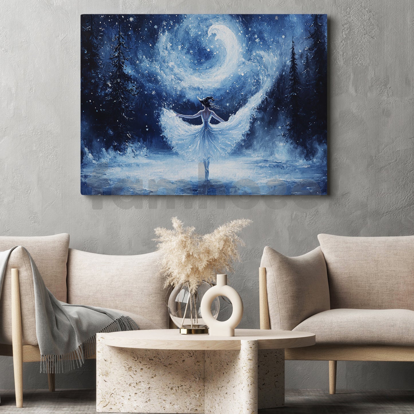 Halloween Witch Ballet Canvas Painting, Graceful Magical Ballet Witch Wall Art Decor, Spooky Season Poster Gift For Witch Lovers, Ballet Lovers