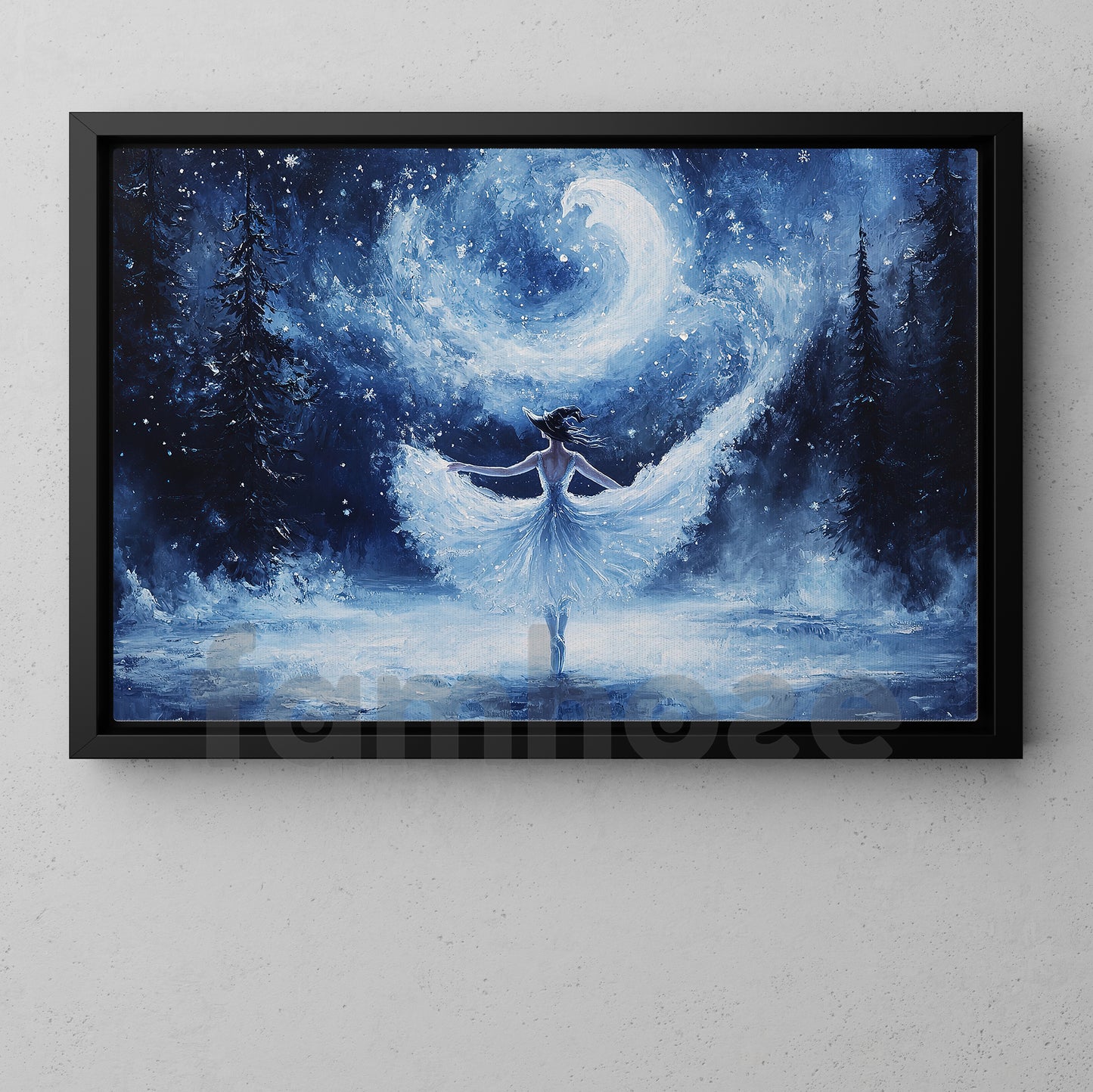 Halloween Witch Ballet Canvas Painting, Graceful Magical Ballet Witch Wall Art Decor, Spooky Season Poster Gift For Witch Lovers, Ballet Lovers