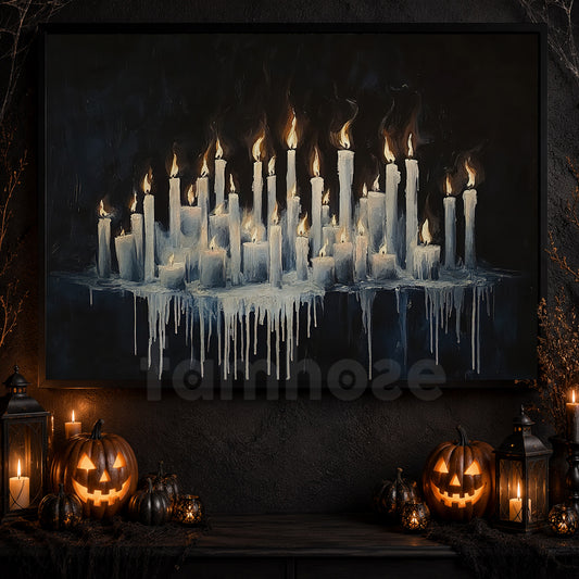 Halloween Candle Canvas Painting, Flames Of The Forgotten Wall Art Decor, Spooky Season Poster Gift For Candle Lovers
