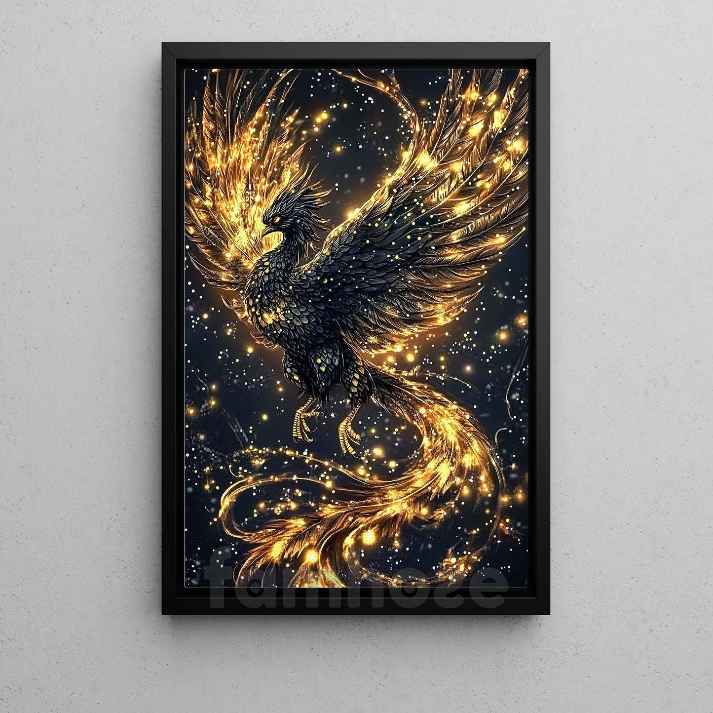 Mythical Phoenix Canvas Painting, Eternal Flame Wall Art Decor, Poster Gift To Decor House Or Office