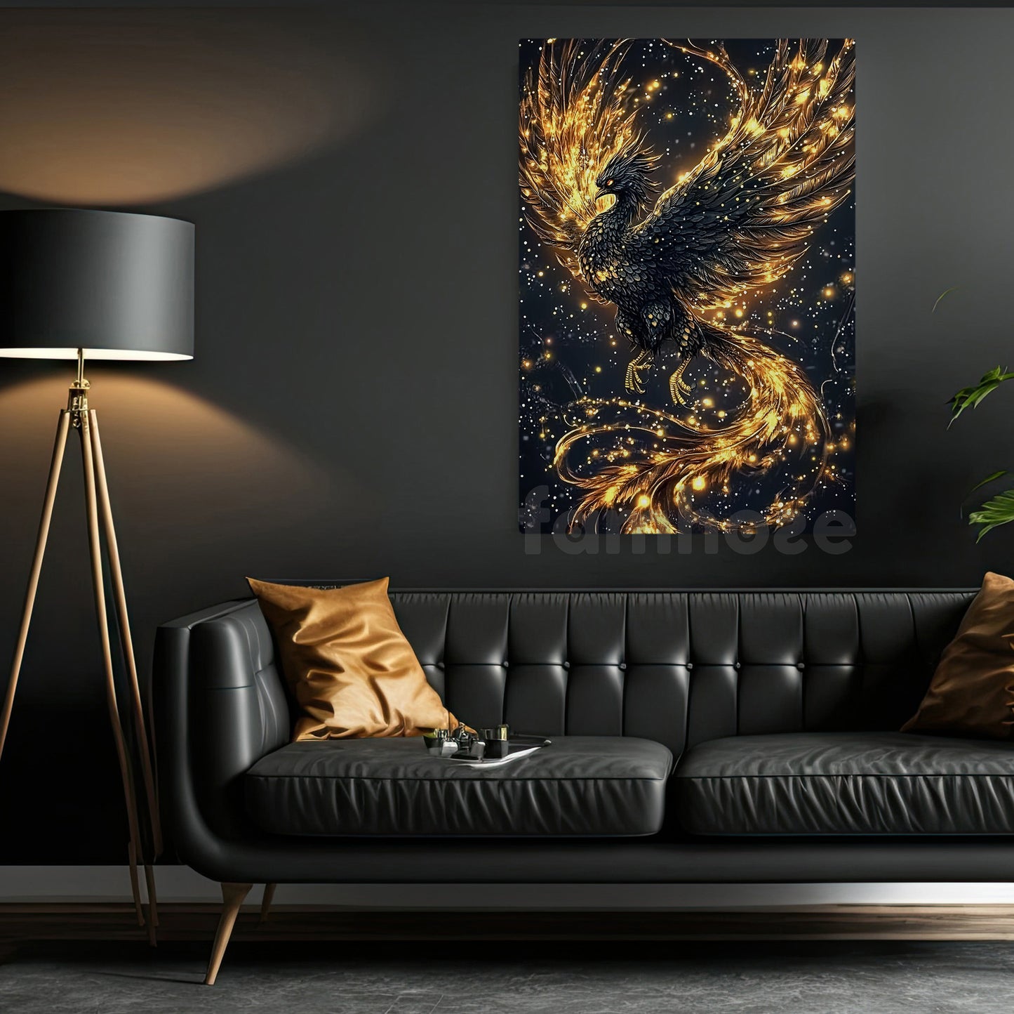 Mythical Phoenix Canvas Painting, Eternal Flame Wall Art Decor, Poster Gift To Decor House Or Office