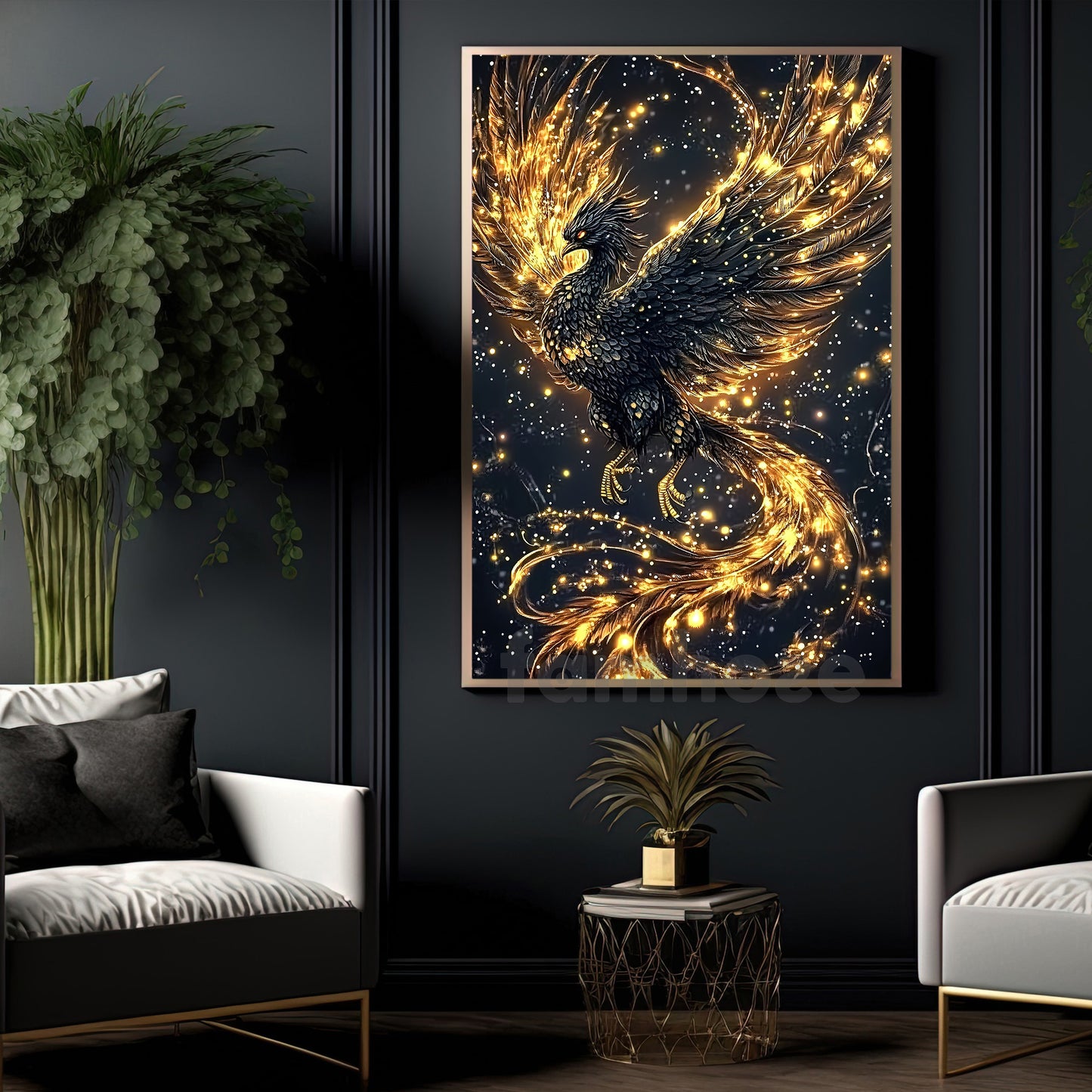 Mythical Phoenix Canvas Painting, Eternal Flame Wall Art Decor, Poster Gift To Decor House Or Office