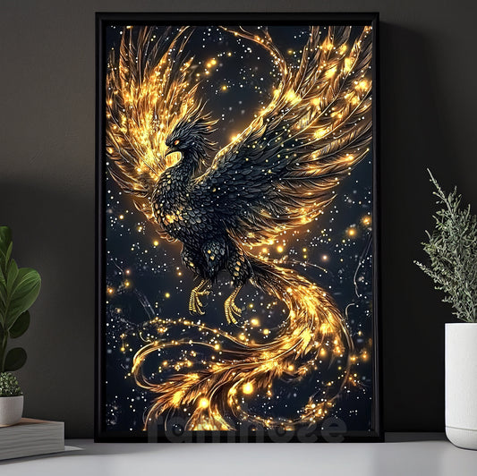 Mythical Phoenix Canvas Painting, Eternal Flame Wall Art Decor, Poster Gift To Decor House Or Office
