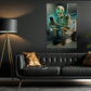 Funny Halloween Skeleton Toilet Canvas Painting, Skull & Scroll Wall Art Decor, Spooky Season Poster Gift For Skeleton Lovers