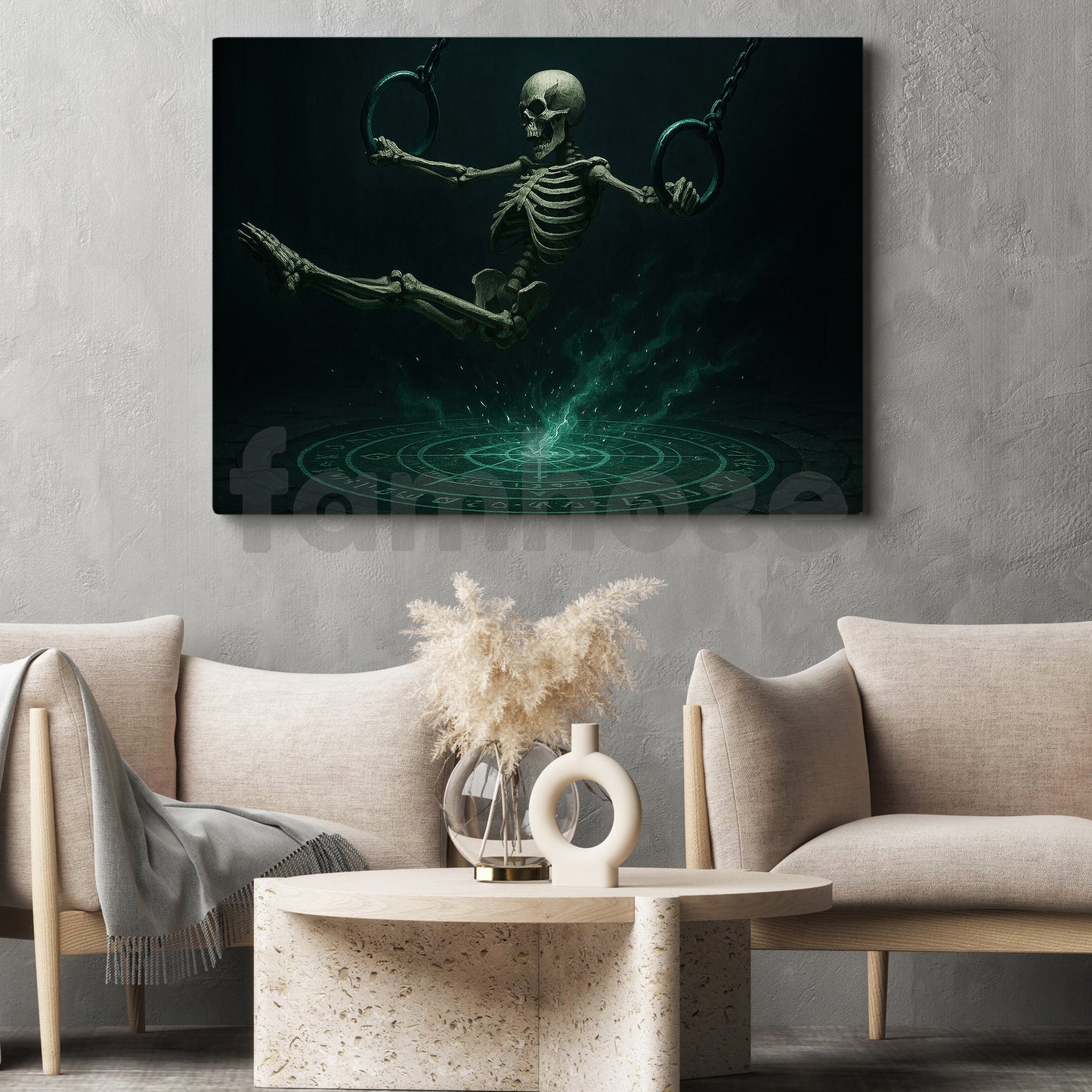 Halloween Skeleton Gymnastic Canvas Painting, Haunted Gymnast Wall Art Decor, Spooky Season Poster Gift For Gymnastic Lovers