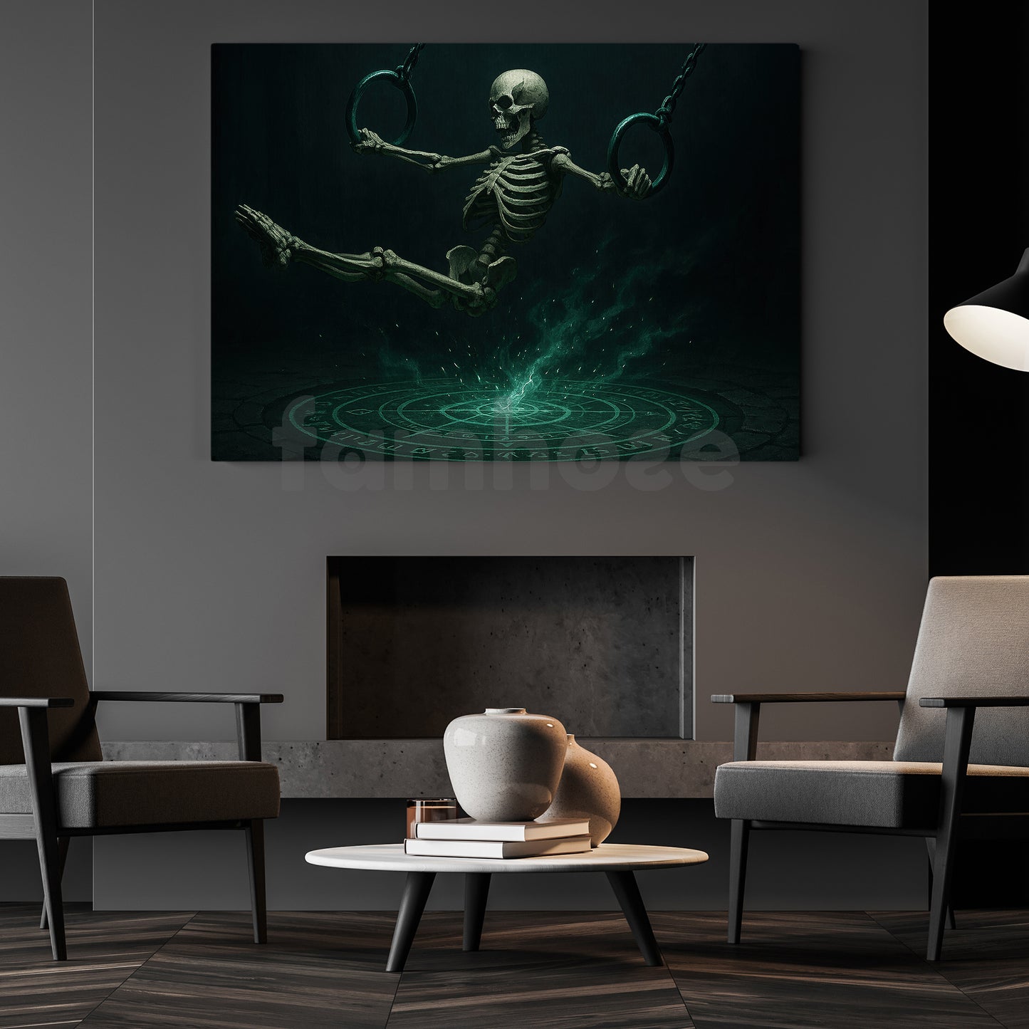Halloween Skeleton Gymnastic Canvas Painting, Haunted Gymnast Wall Art Decor, Spooky Season Poster Gift For Gymnastic Lovers
