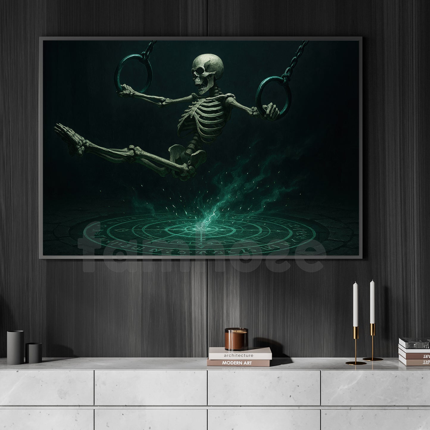 Halloween Skeleton Gymnastic Canvas Painting, Haunted Gymnast Wall Art Decor, Spooky Season Poster Gift For Gymnastic Lovers