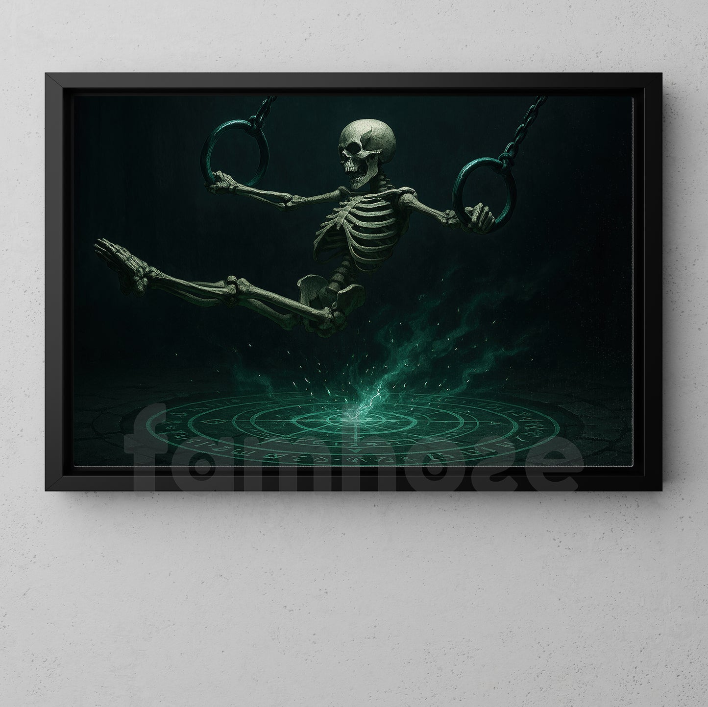 Halloween Skeleton Gymnastic Canvas Painting, Haunted Gymnast Wall Art Decor, Spooky Season Poster Gift For Gymnastic Lovers
