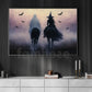 Halloween Witch & Ghost Riding Horse Canvas Painting, The Herd of Forgotten Names Wall Art Decor, Spooky Season Poster Gift For Witch Lovers, Ghost Lovers, Horse Riding Lovers