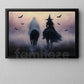 Halloween Witch & Ghost Riding Horse Canvas Painting, The Herd of Forgotten Names Wall Art Decor, Spooky Season Poster Gift For Witch Lovers, Ghost Lovers, Horse Riding Lovers