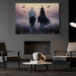 Halloween Witch & Ghost Riding Horse Canvas Painting, The Herd of Forgotten Names Wall Art Decor, Spooky Season Poster Gift For Witch Lovers, Ghost Lovers, Horse Riding Lovers