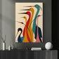 Vibrant Crane Canvas Painting, Geometric Crane Wall Art Decor, Poster Gift For Wild Animal Lovers