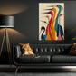 Vibrant Crane Canvas Painting, Geometric Crane Wall Art Decor, Poster Gift For Wild Animal Lovers