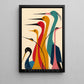 Vibrant Crane Canvas Painting, Geometric Crane Wall Art Decor, Poster Gift For Wild Animal Lovers