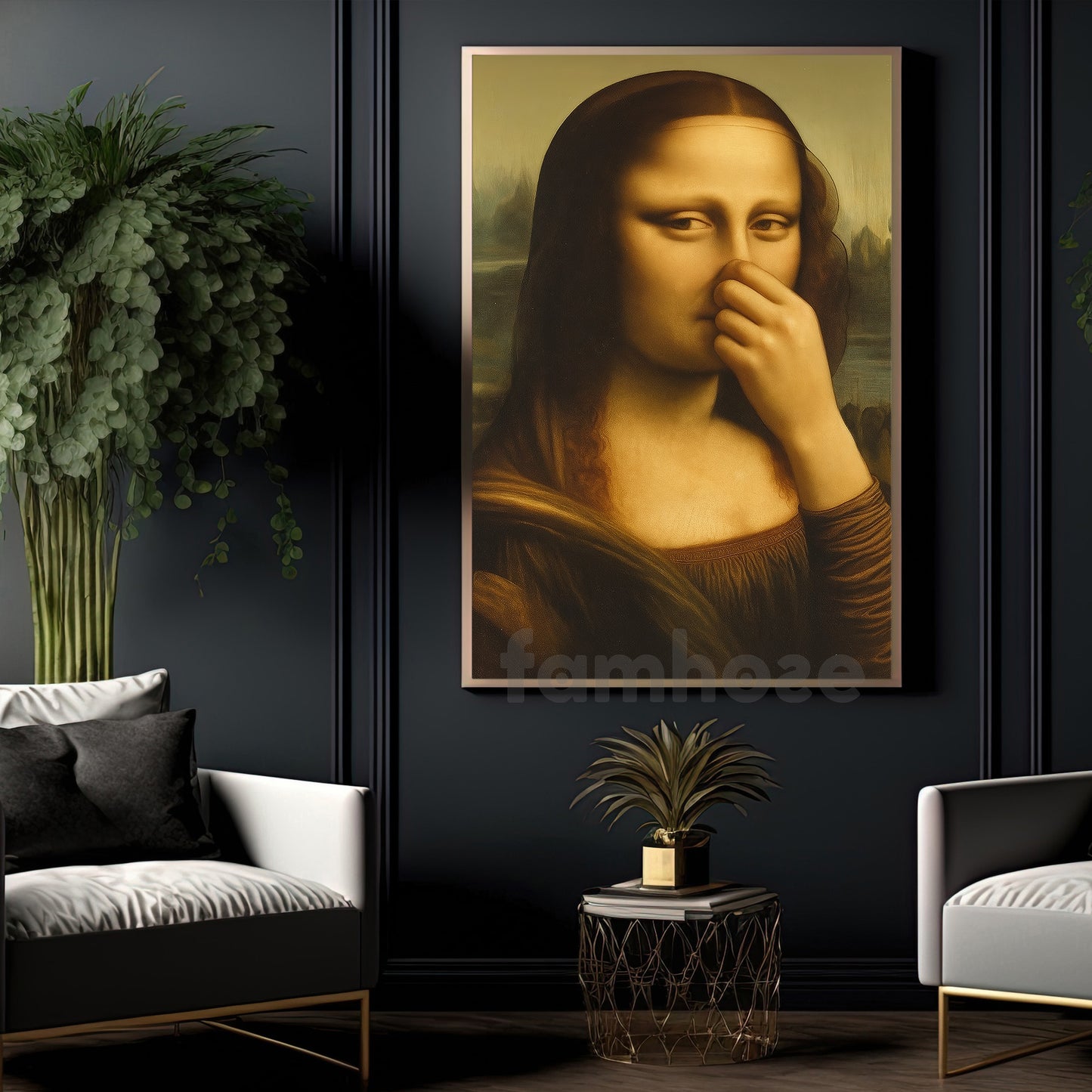 Funny Mona Lisa Parody Oil Canvas Painting, Smelly Lisa Wall Art Decor, Poster Gift To Decor House Or Office