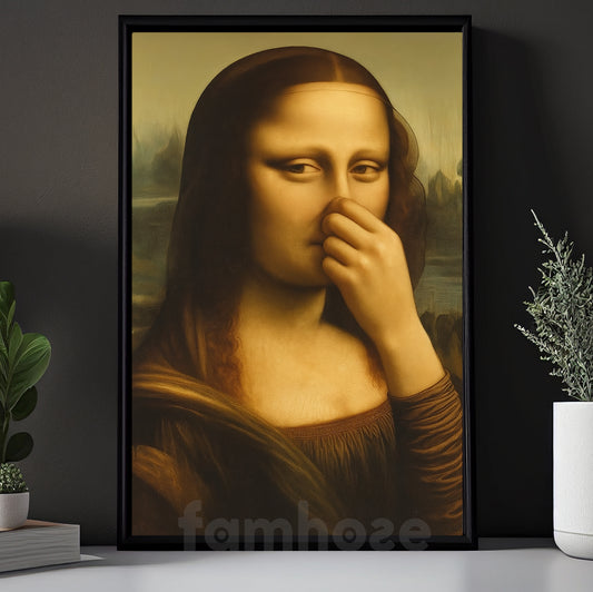 Funny Mona Lisa Parody Oil Canvas Painting, Smelly Lisa Wall Art Decor, Poster Gift To Decor House Or Office