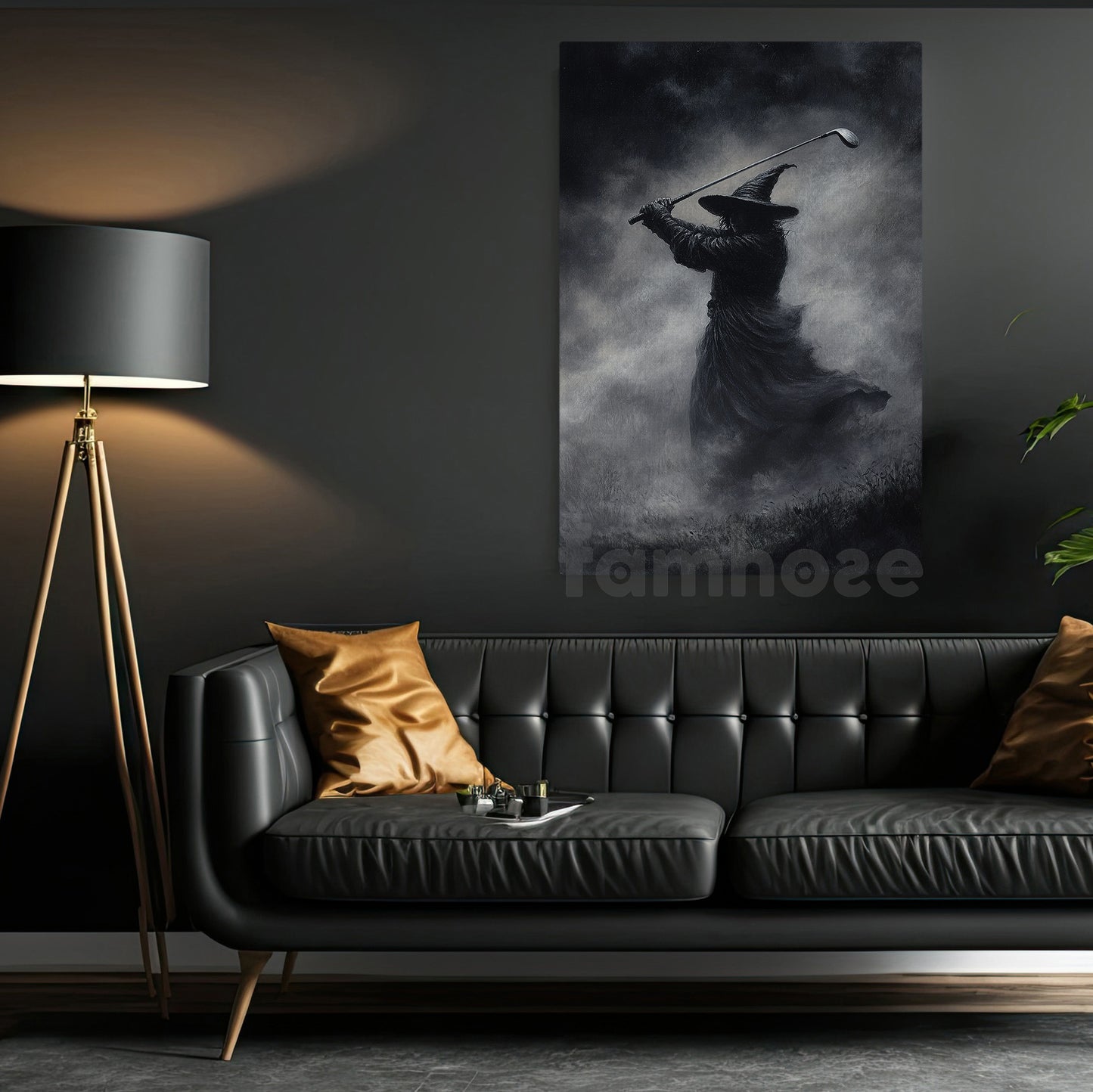 Halloween Golf Witch Canvas Painting, The Witch Golfer Wall Art Decor, Spooky Season Poster Gift For Golf Lovers