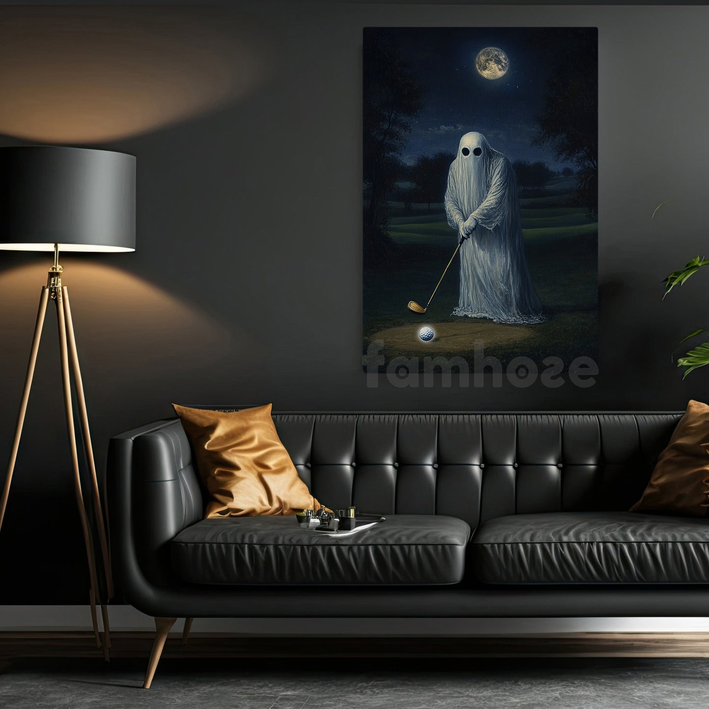 Halloween Golf Boo Canvas Painting, Haunted Golf Night Wall Art Decor, Spooky Season Poster Gift For Golf Lovers