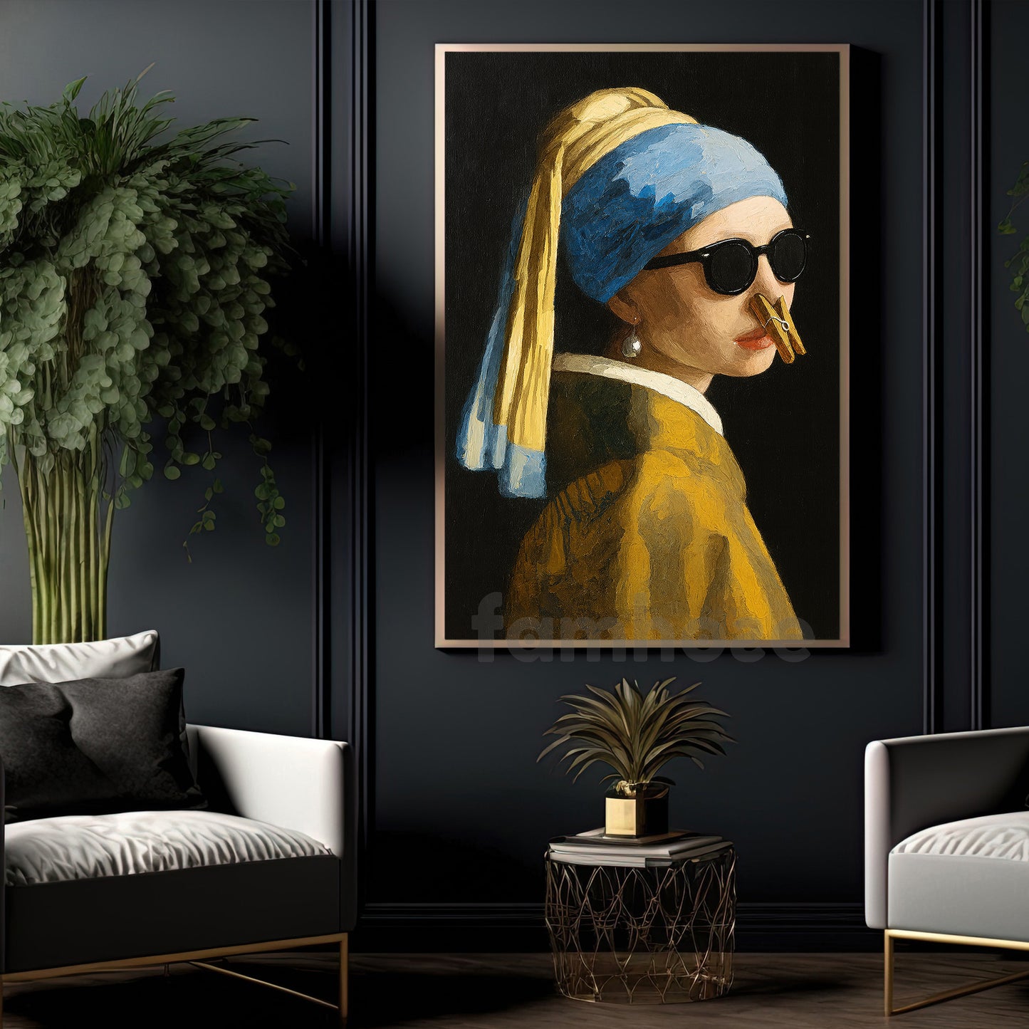 Funny Parody Oil Canvas Painting, Vermeer Parody Wall Art Decor, Poster Gift To Decor House Or Office