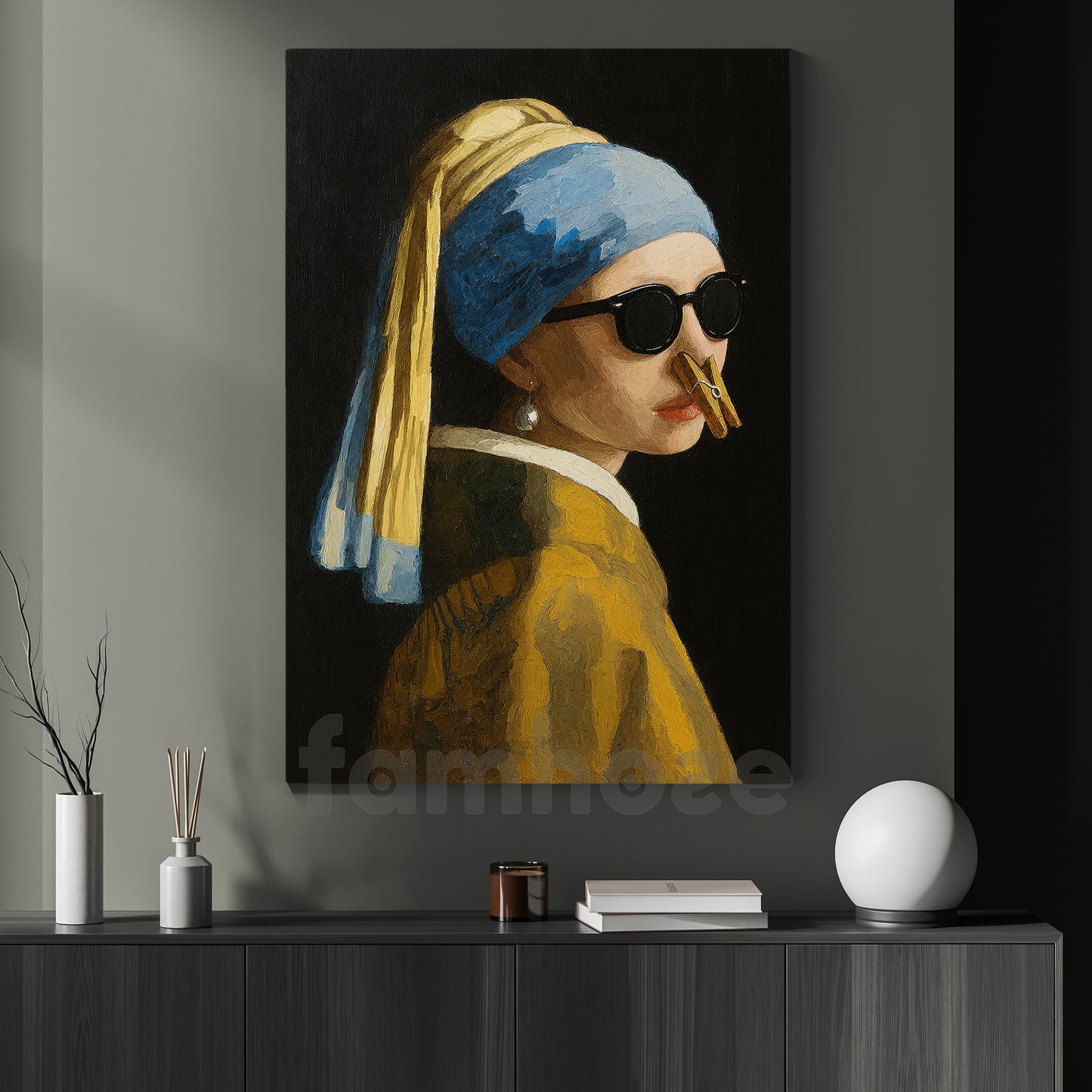 Funny Parody Oil Canvas Painting, Vermeer Parody Wall Art Decor, Poster Gift To Decor House Or Office