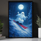 Halloween Skiing Boo Canvas Painting, Ski Of The Damned Wall Art Decor, Spooky Season Poster Gift For Skiing Lovers
