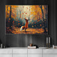 Whimsical Autumn Fox Canvas Painting, Dancing Fox In Fall Forest Wall Art Decor, Poster Gift For Fox Lovers