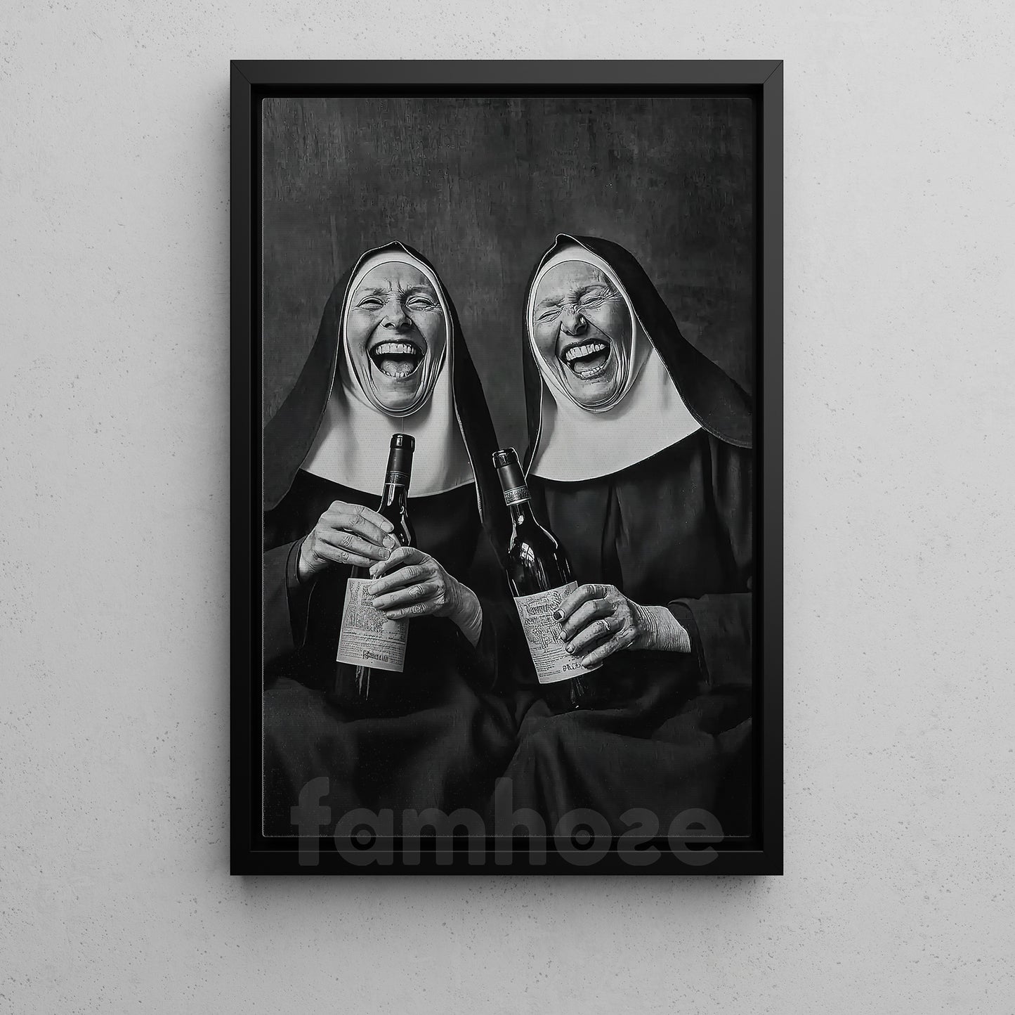Funny Nuns Canvas Painting, Tipsy Nuns Wall Art Decor, Poster Gift To Decor House Or Office