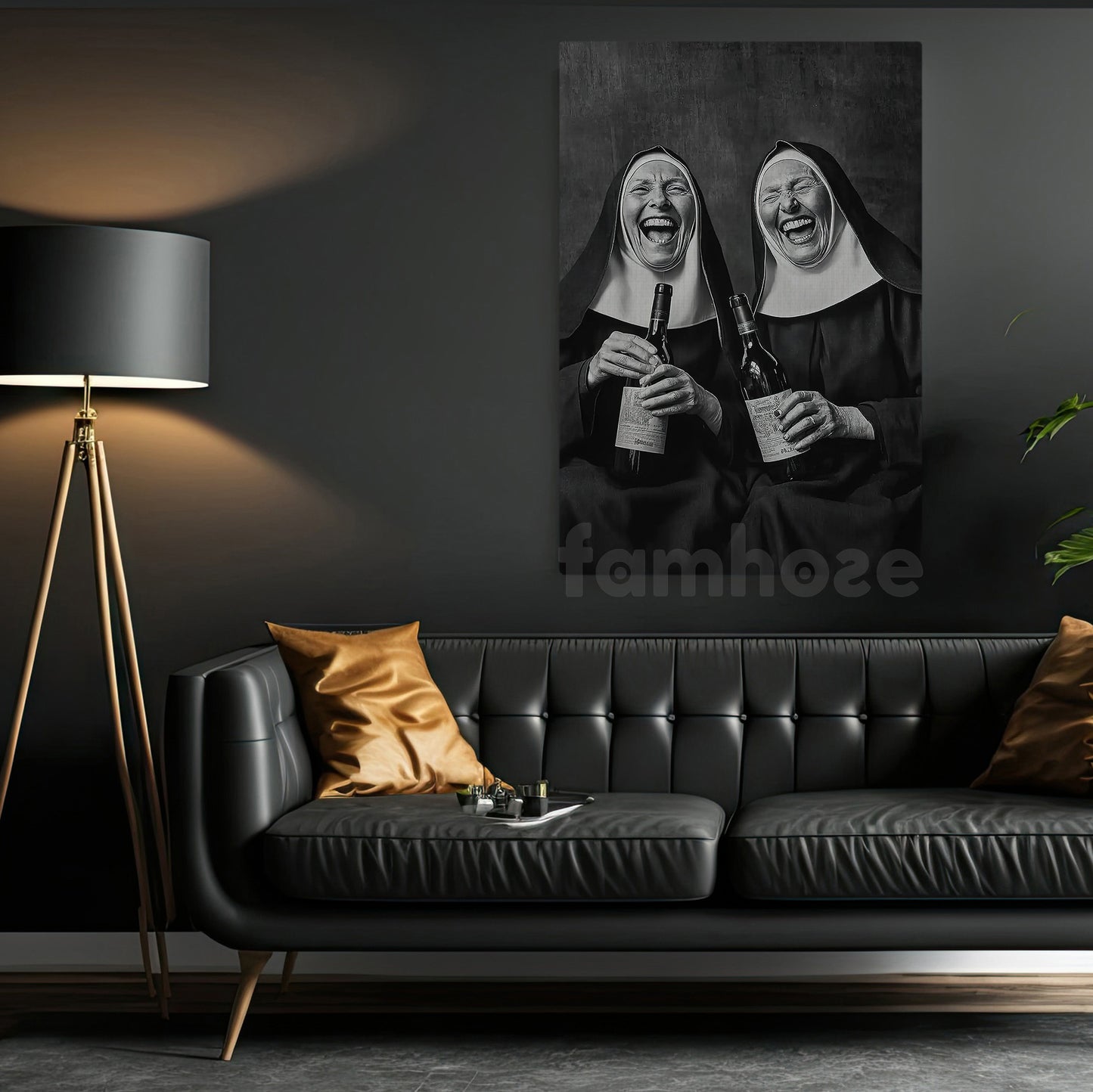 Funny Nuns Canvas Painting, Tipsy Nuns Wall Art Decor, Poster Gift To Decor House Or Office